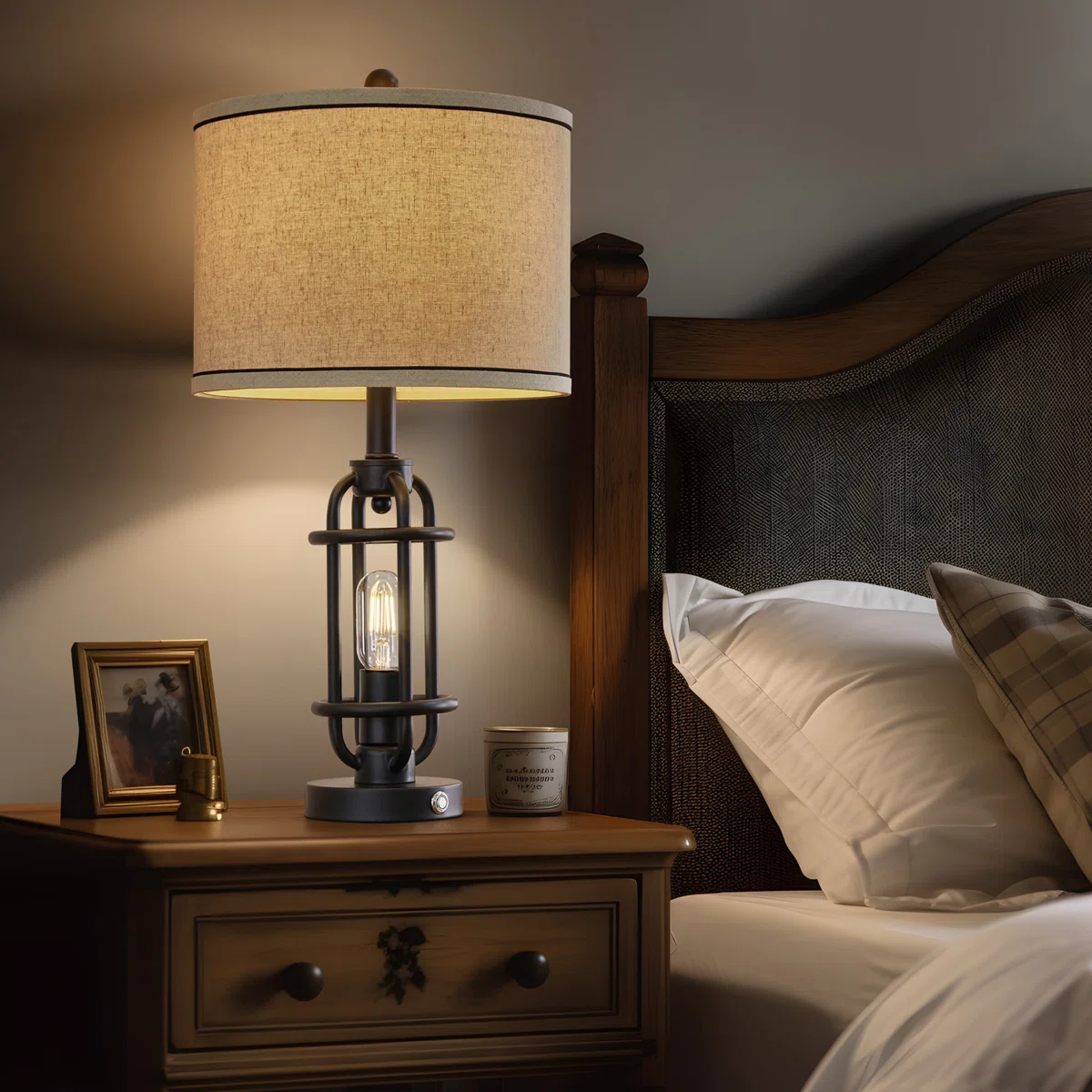 Jacolbi 3 Way Dimmable Touch Control Table Lamp with Dual USB Ports (Set of 2)