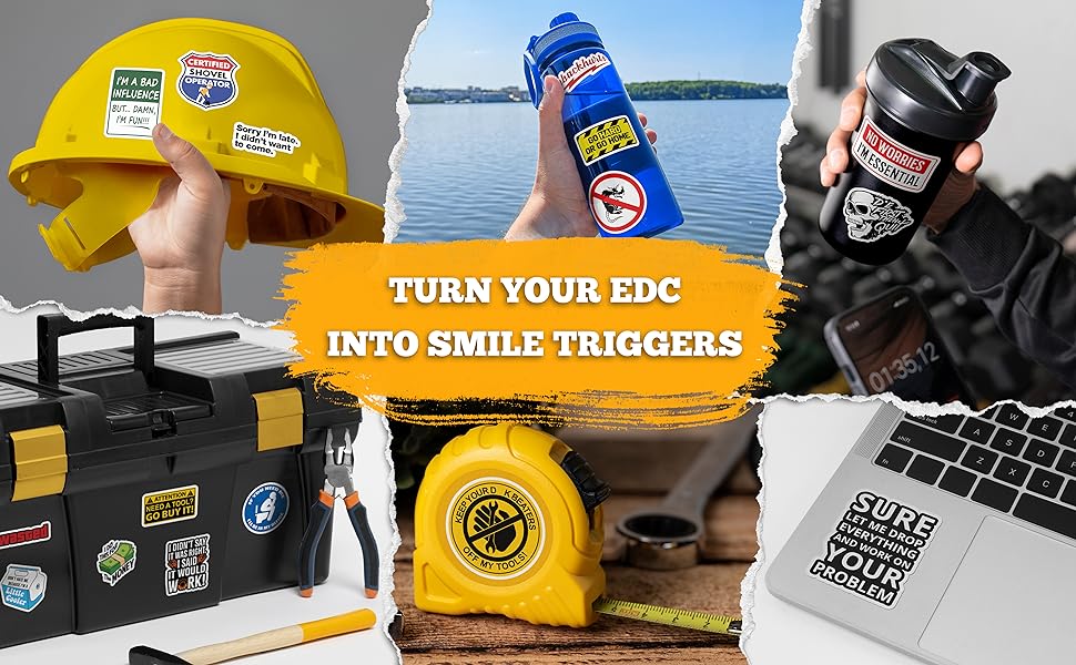 Funny Stickers for Hard hat, tools box, Water bottle, Laptop