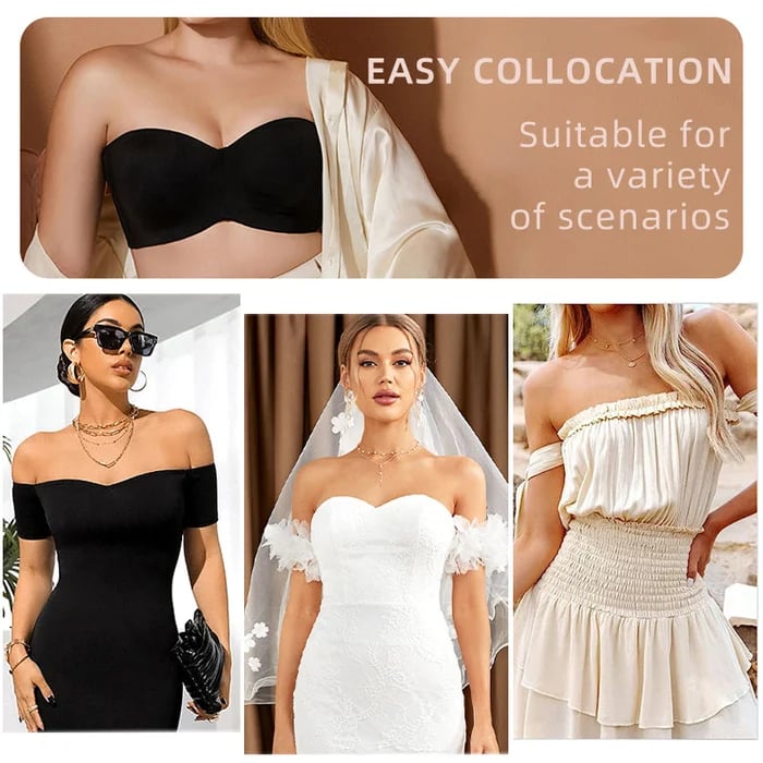 SALE 49% OFF - Full Support Seamless Strapless Convertible Bandeau Bra