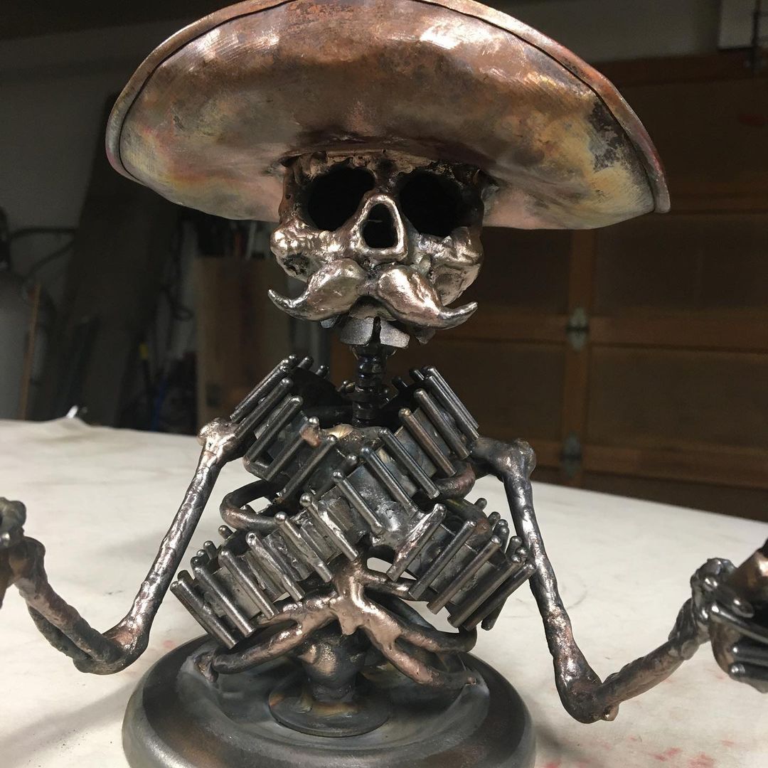 Cowboy Skull Gunslinger Hood Ornament Sculpture