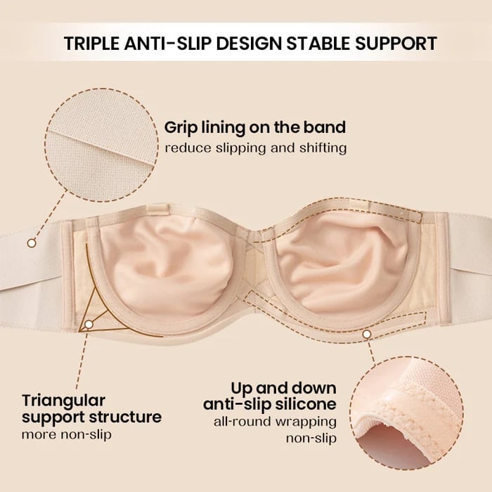 SALE 49% OFF - Full Support Seamless Strapless Convertible Bandeau Bra