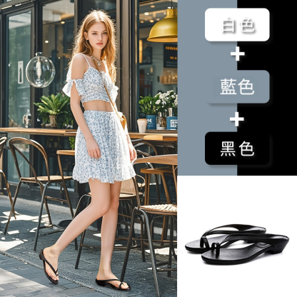 女夏夾腳半高人字拖鞋