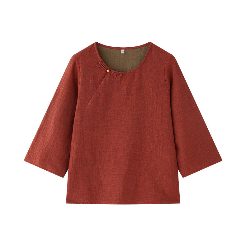 女士復古風拼色提花長袖睡衣家居服