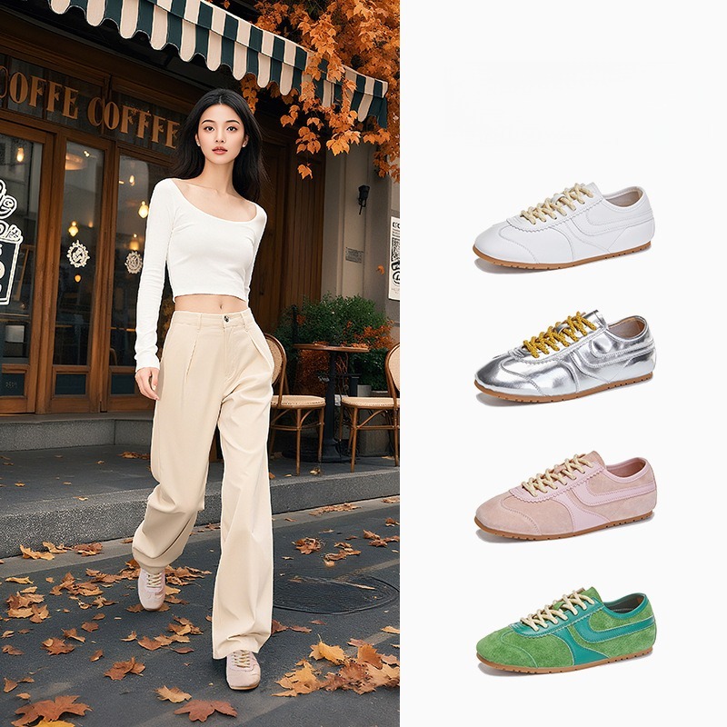 女士春秋平底多色阿甘鞋