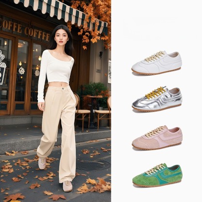 女士春秋平底多色阿甘鞋