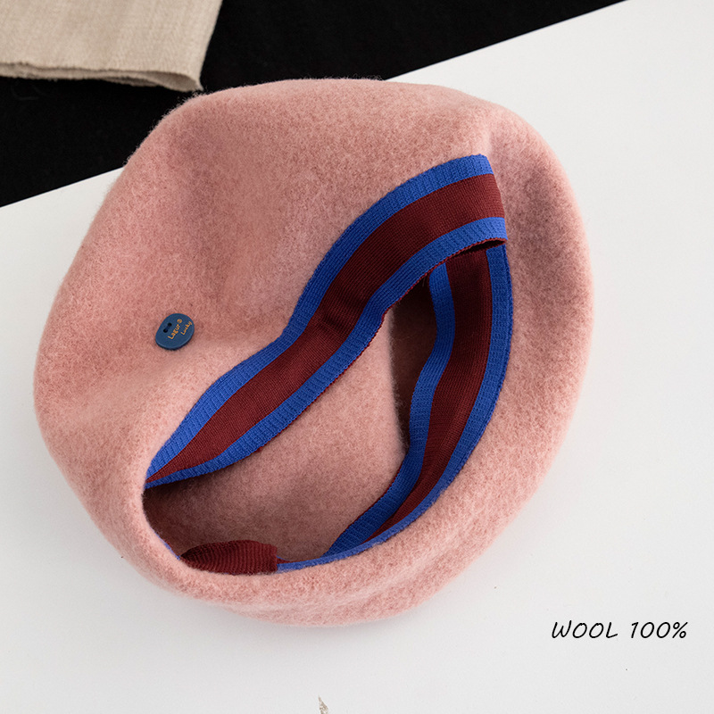 冬季100%羊毛闊版貝雷帽