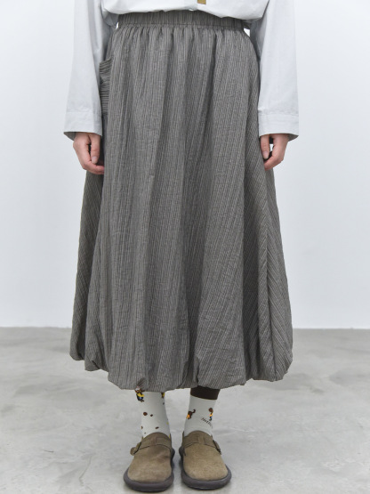 女士秋冬森系肌理感雙層設計燈籠半身裙