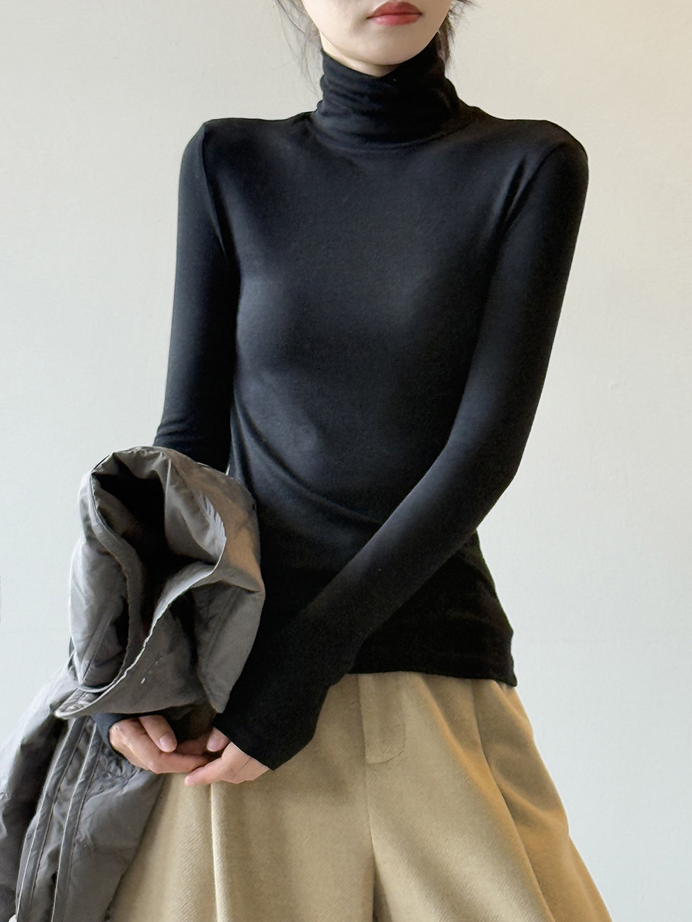 女士秋季韓系天絲羊毛長袖打底T恤