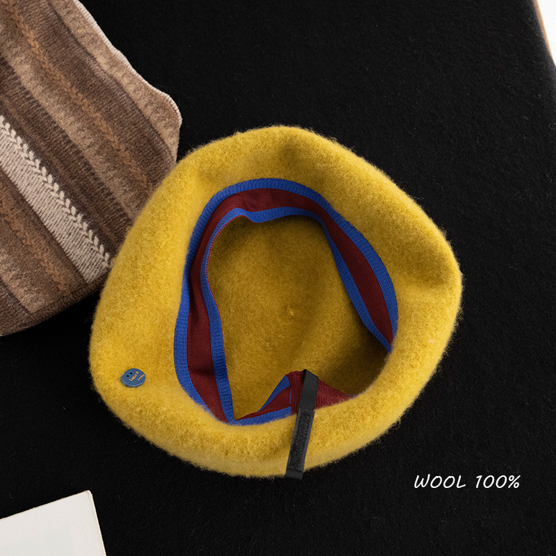 冬季100%羊毛闊版貝雷帽
