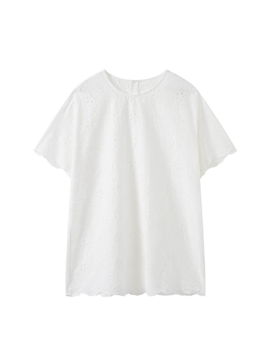 女春夏立體花朵紋印記短袖襯衫