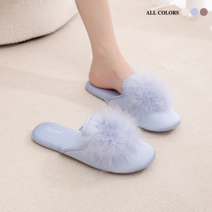 秋冬防滑包頭毛毛靜音棉拖