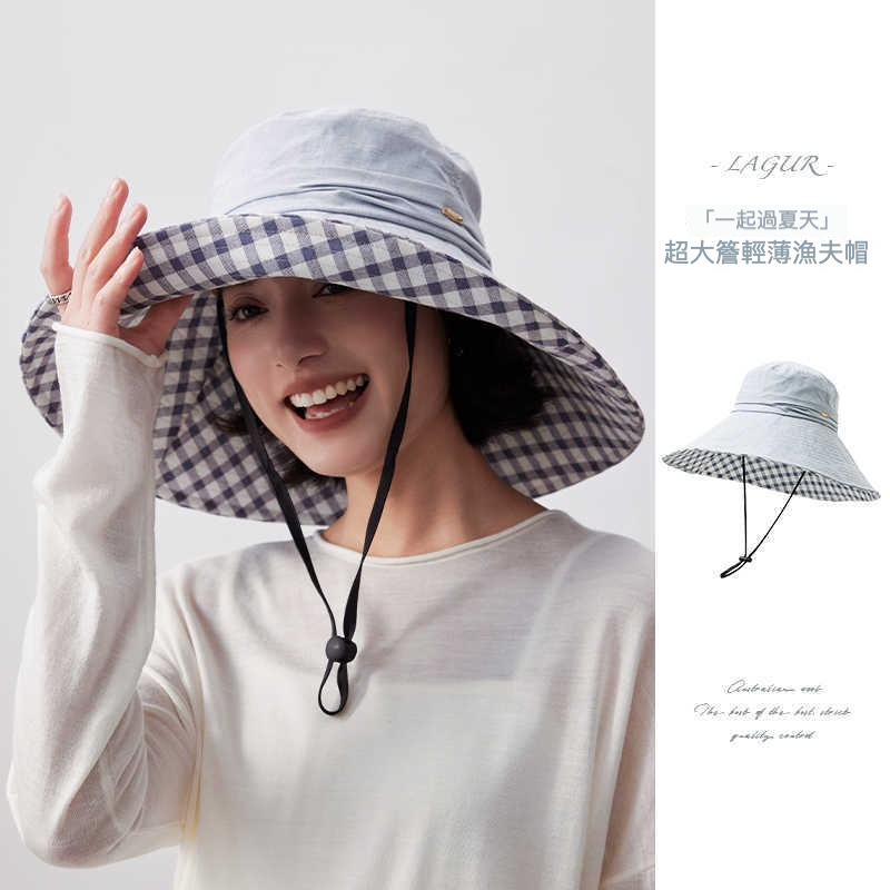 純棉可摺疊超大檐輕薄漁夫帽