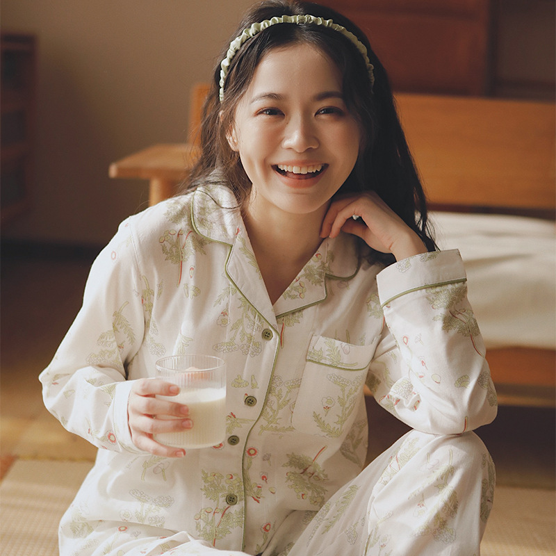 日系睡衣春秋薄款長袖家居服