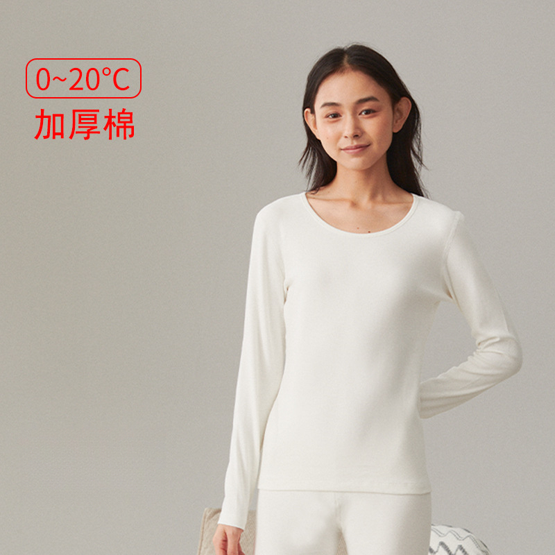 女士秋冬純棉磨毛圓領打底上衣