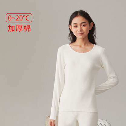 女士秋冬純棉磨毛圓領打底上衣