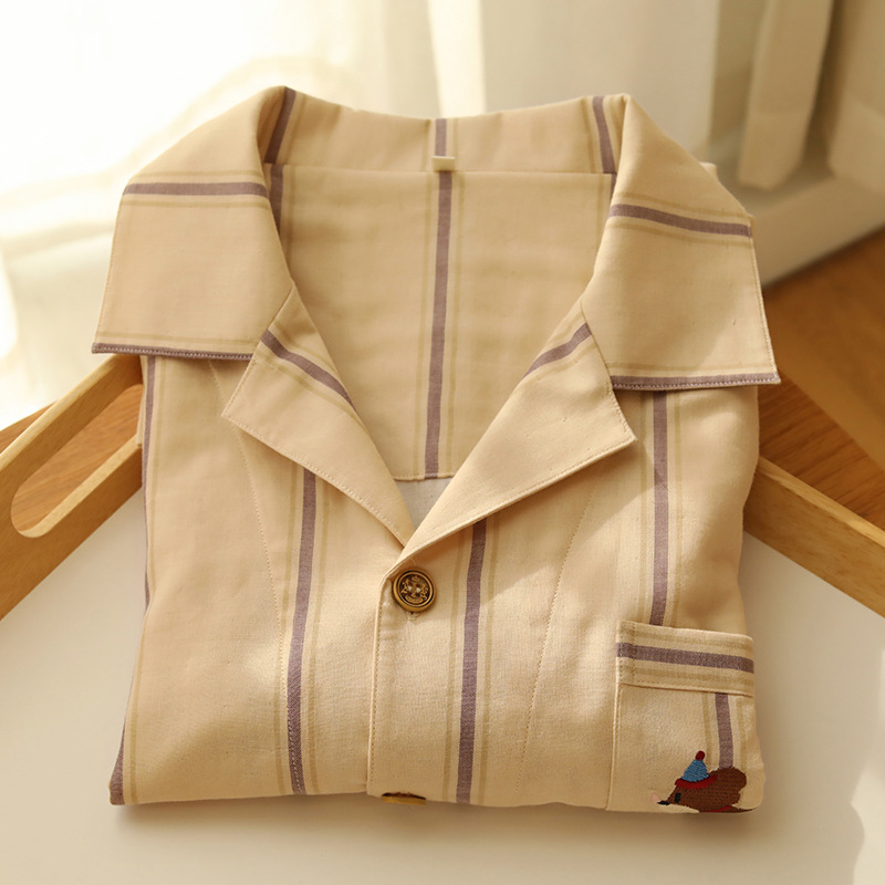 高級純棉棉紗簡約休閒家居服套裝情侶款