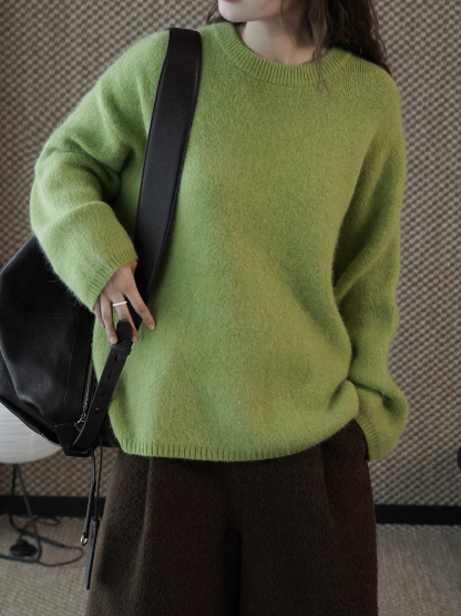 女士冬季純色羊毛針織毛衣