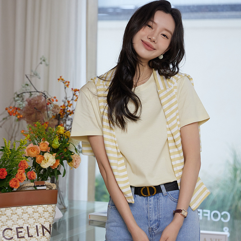 女春夏韓版絲光棉短袖T恤