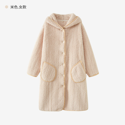 女款冬季加厚珊瑚絨睡袍