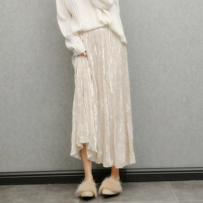 女士春秋絲絨百褶半身裙