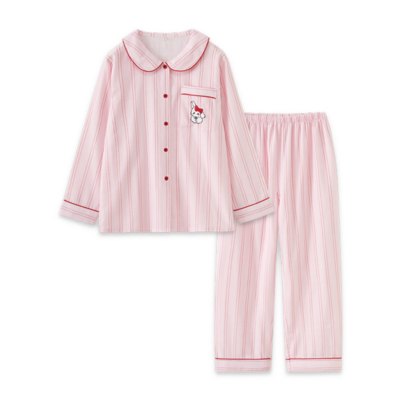 女春秋純棉兔子條紋居家服