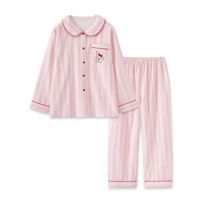 女春秋純棉兔子條紋居家服