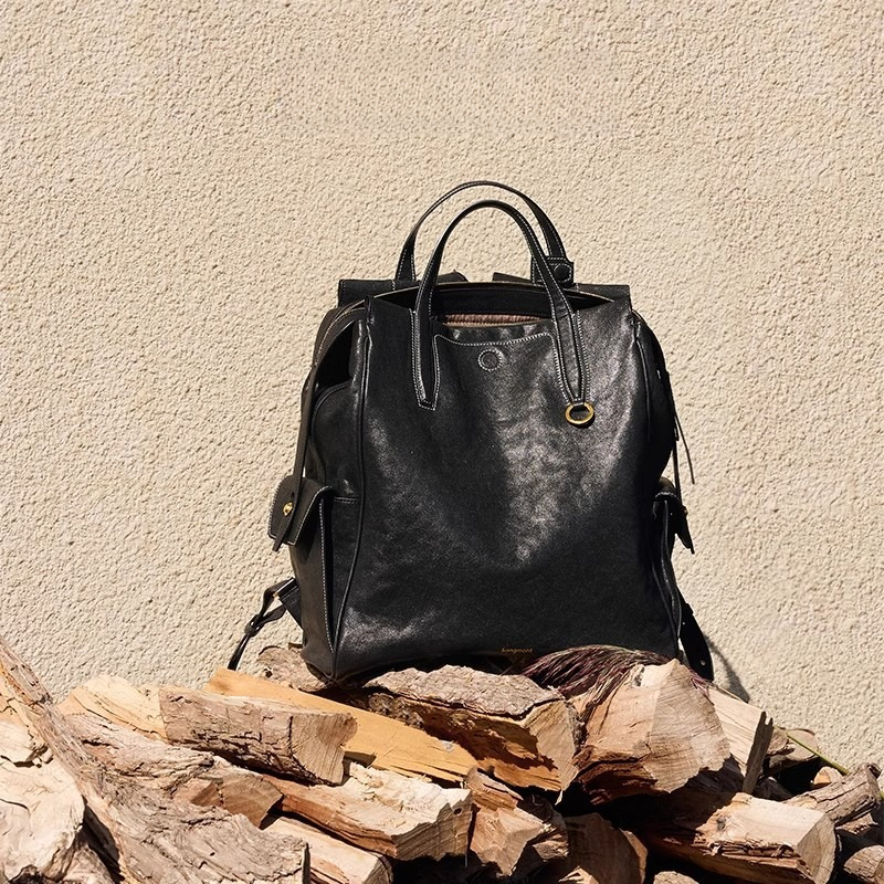 復古植鞣皮16寸電腦包单肩双肩包