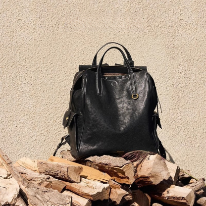 復古植鞣皮16寸電腦包单肩双肩包