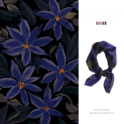 100%桑蠶絲神秘黑紫方巾