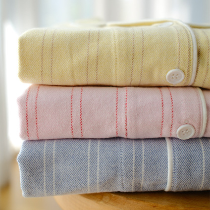 女士春秋冬情侶款純棉磨毛細條長袖長褲居家服