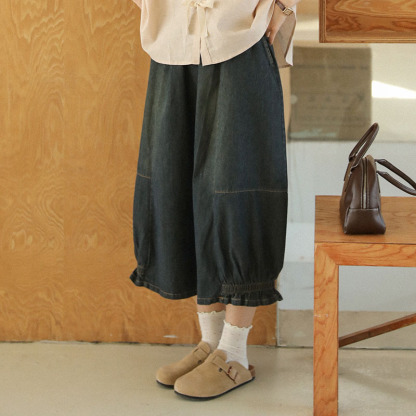 女士春夏森系牛仔花苞裙