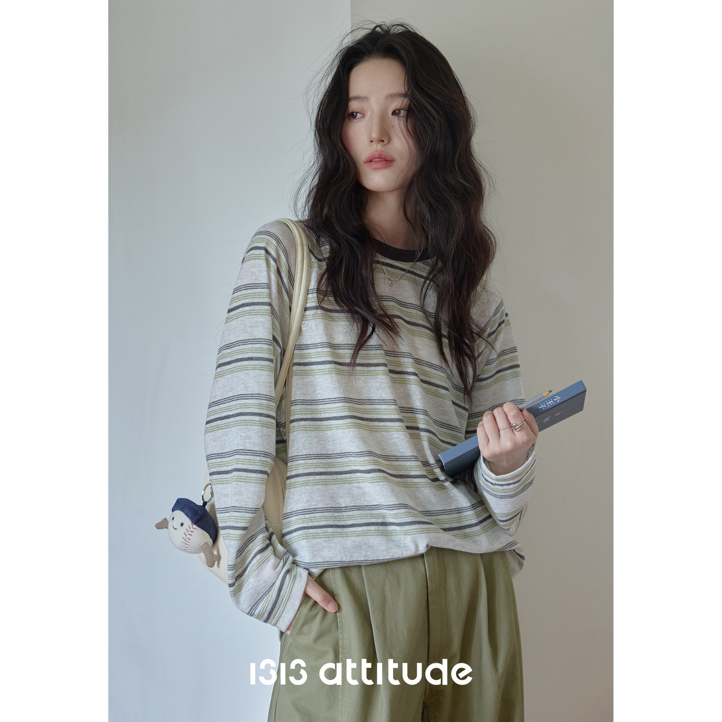 女春夏綠條紋防曬長袖T恤