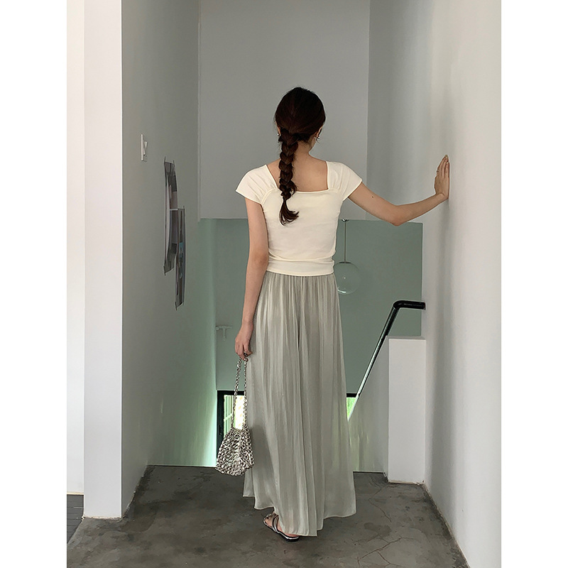 女夏高腰闊腿紗桾褲