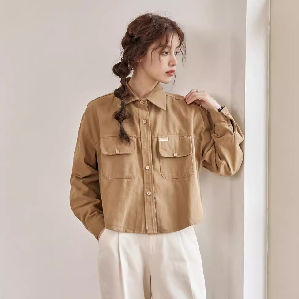 女春秋休閒短款寬鬆磨毛外套