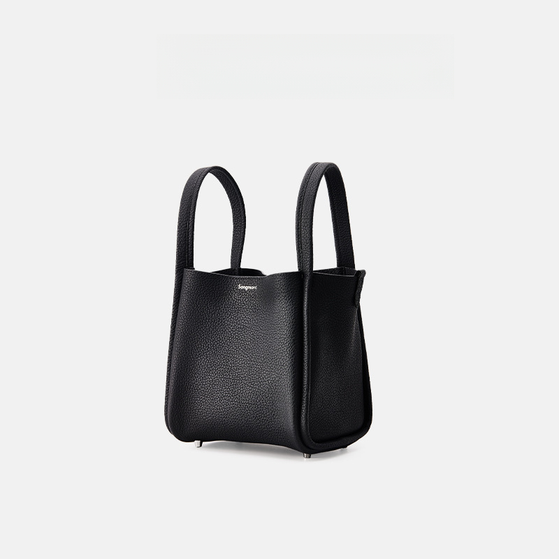 頭層牛皮鎖扣小號菜籃子水桶包