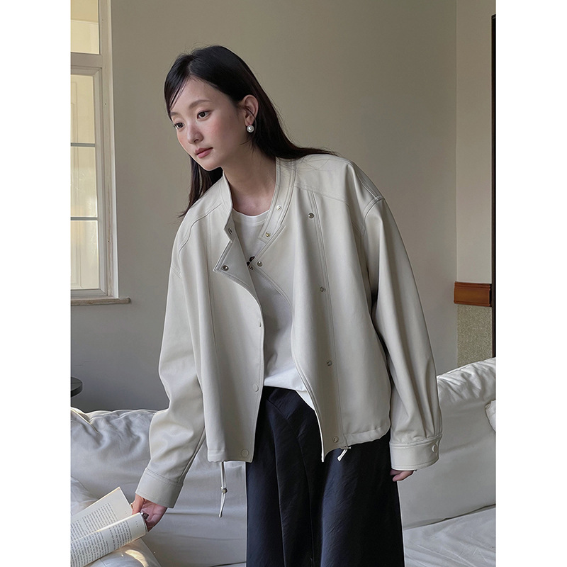 女春秋韓系立領皮衣短外套