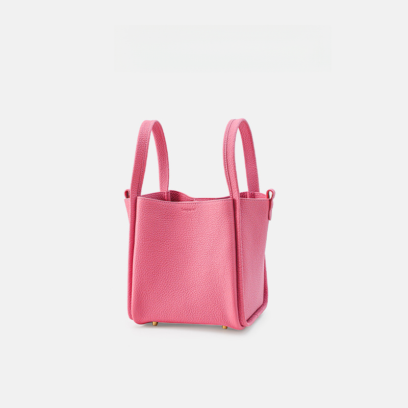 頭層牛皮鎖扣小號菜籃子水桶包