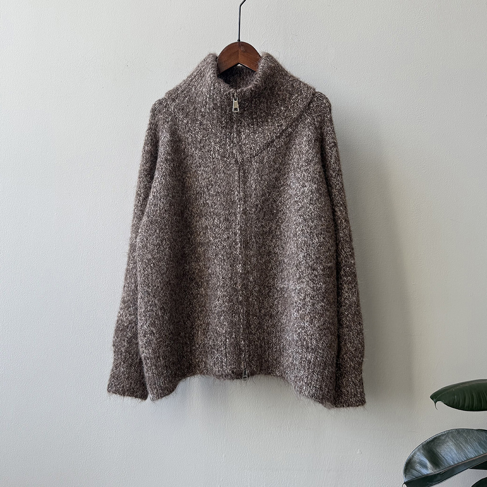 女士秋冬軟糯寬鬆高領毛衣外套