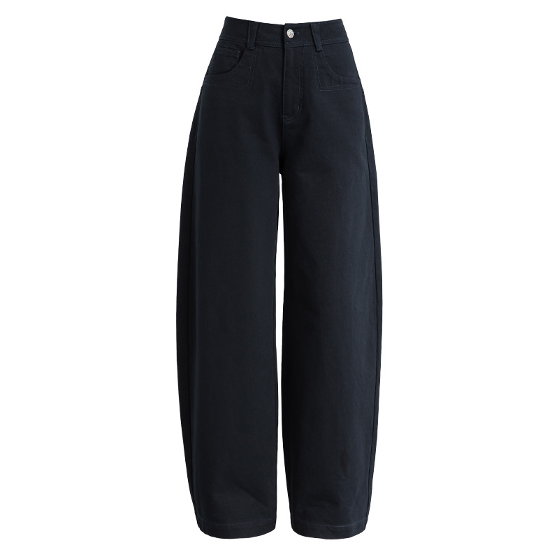 女春美式高腰直筒牛仔褲