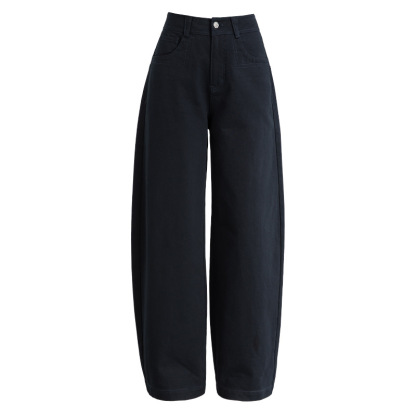 女春美式高腰直筒牛仔褲