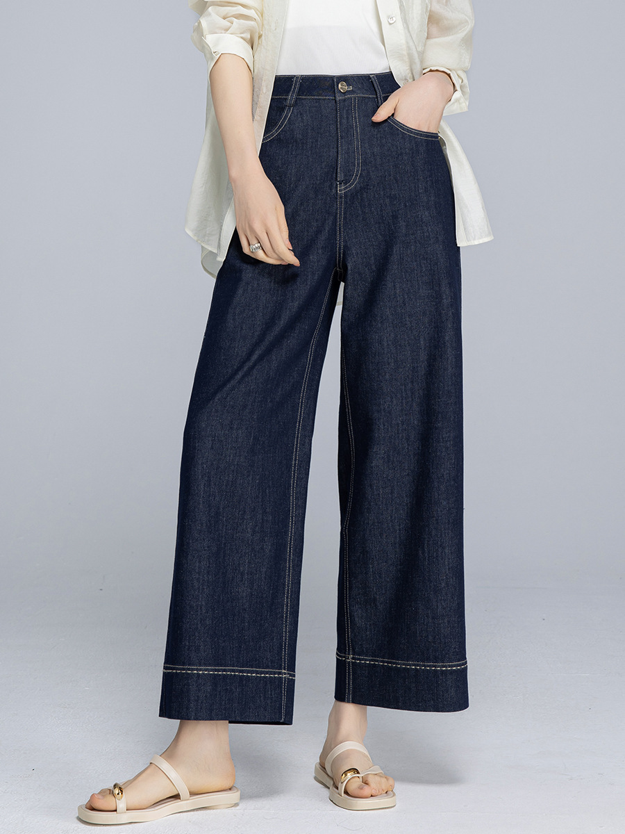 女士夏季天絲麻九分牛仔褲