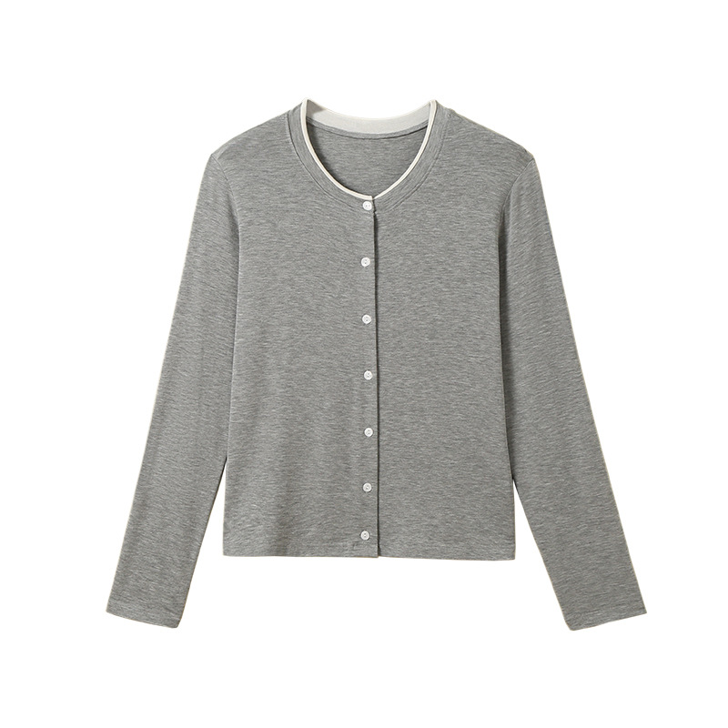女春夏萊賽爾羊毛紐扣打底衫