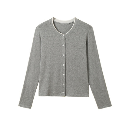 女春夏萊賽爾羊毛紐扣打底衫