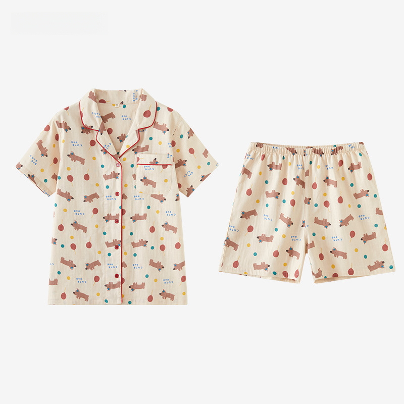 女款夏季純棉卡通短袖家居服