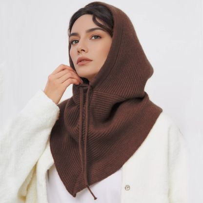 帽子圍巾一體兩用抽繩法帽