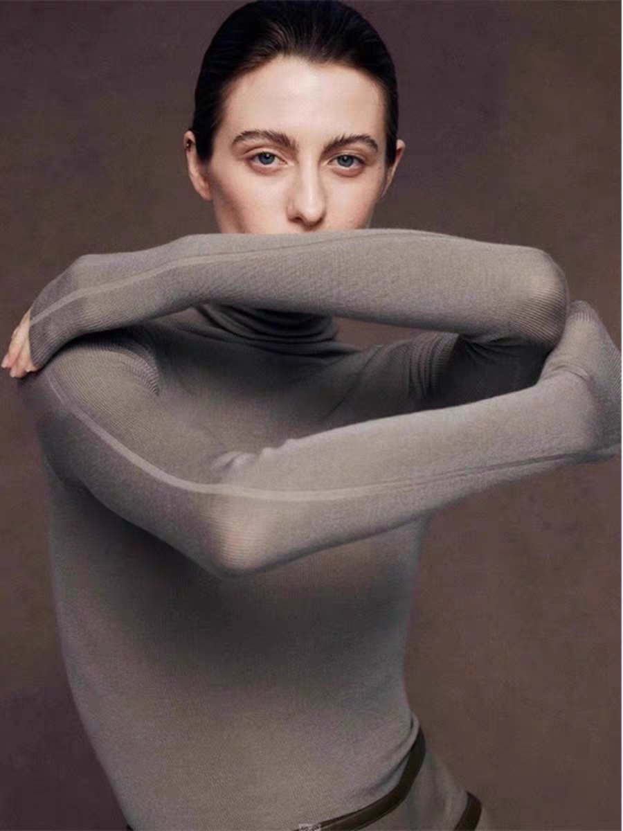 女士秋冬羊毛無縫針織打底衫