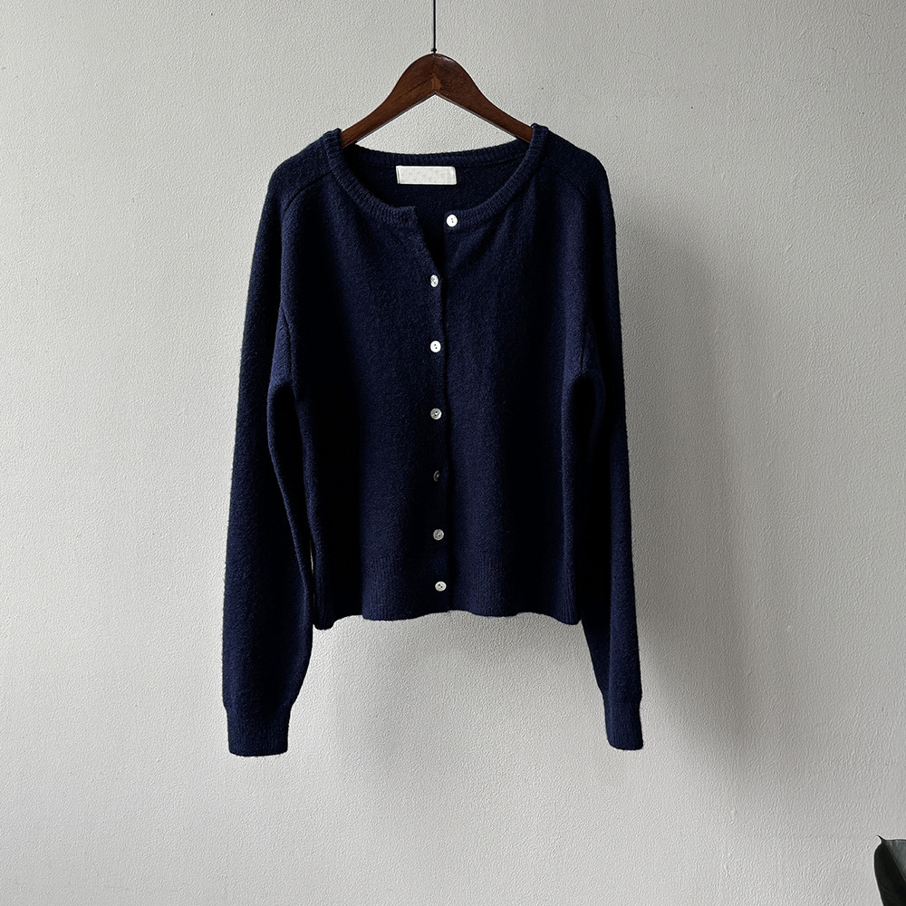 女士秋冬韓系多色圓領針織開衫