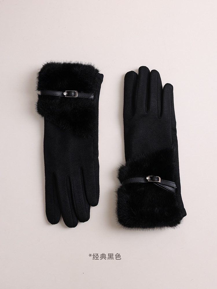 女士特厚加絨可觸屏手套