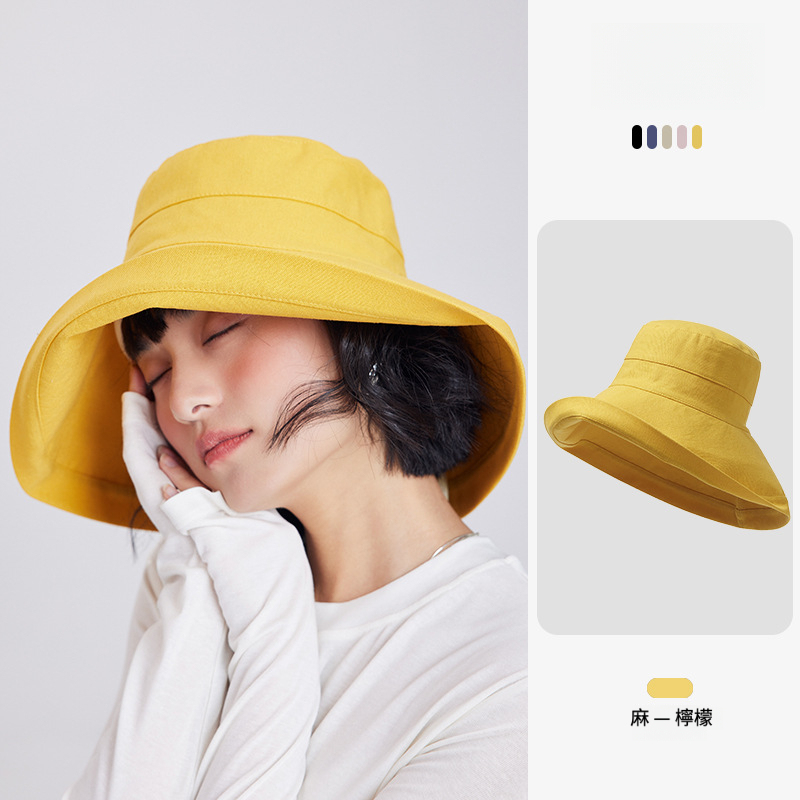 大帽檐日系棉麻可摺疊防曬帽
