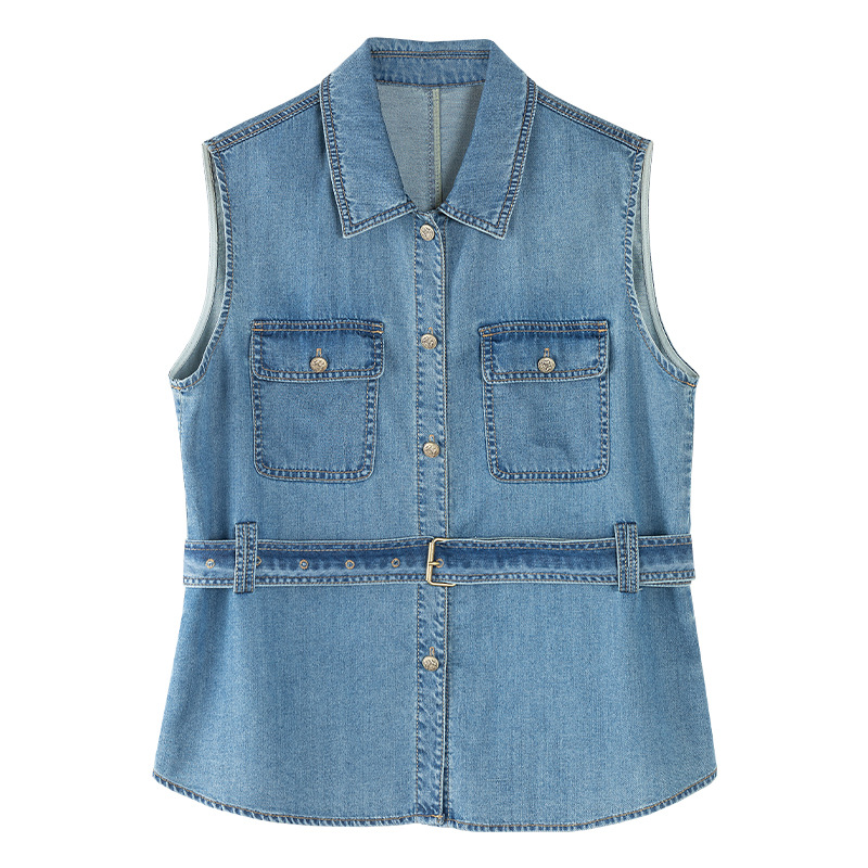 女老錢風牛仔馬甲半裙套裝